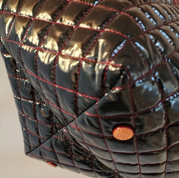 nwt MZ Wallace Medium Colorblock Cranberry & Dawn Lacquer Tote Bag - Picture 5 of 9